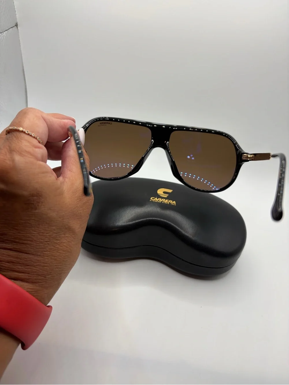 Carrera Black Frame with Brown Lenses Aviator Sunglasses